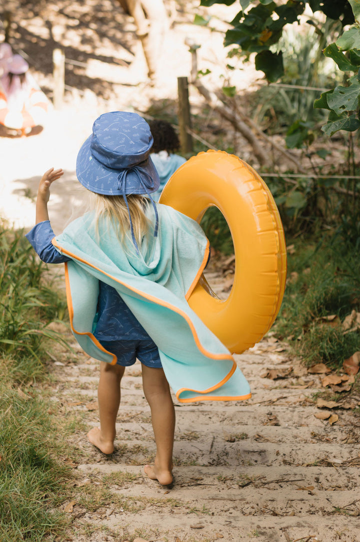 Acorn Light Blue Terry Towelling Hooded Towel Light