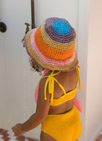 Astrid Crochet Straw Hat - Multi