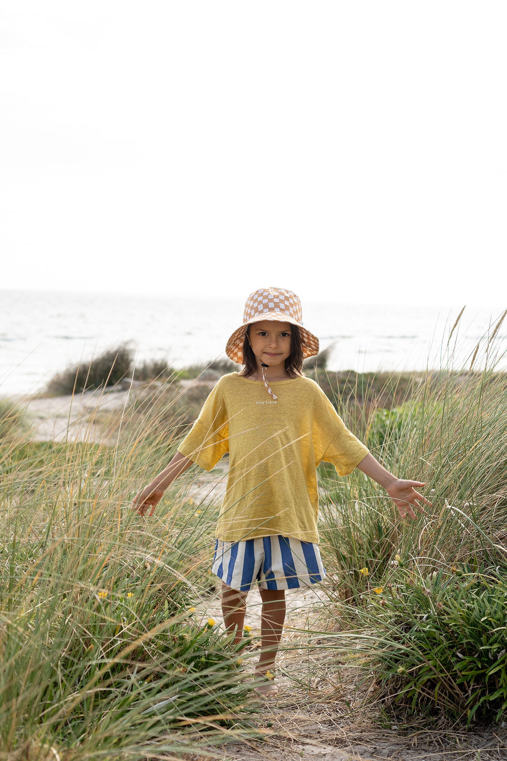 Acorn Checkmate Wide Brim Bucket Hat