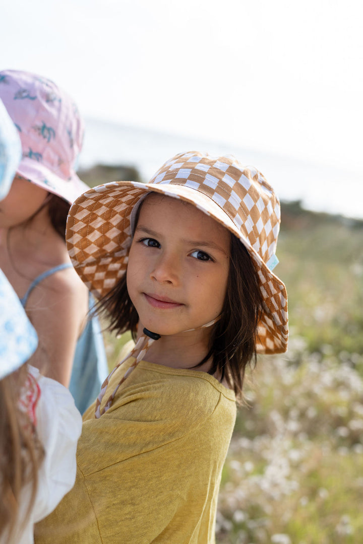 Acorn Checkmate Wide Brim Bucket Hat