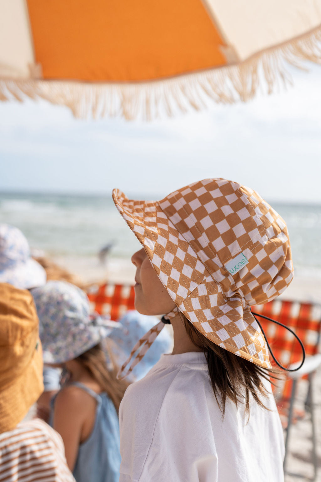 Acorn Checkmate Wide Brim Bucket Hat