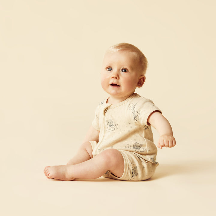 Wilson and Frenchy Little Bear Organic Pointelle Boyleg Zipsuit