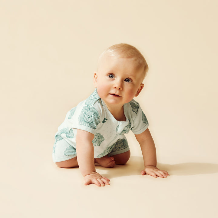 Wilson and Frenchy Little Lion Organic Pointelle Boyleg Zipsuit