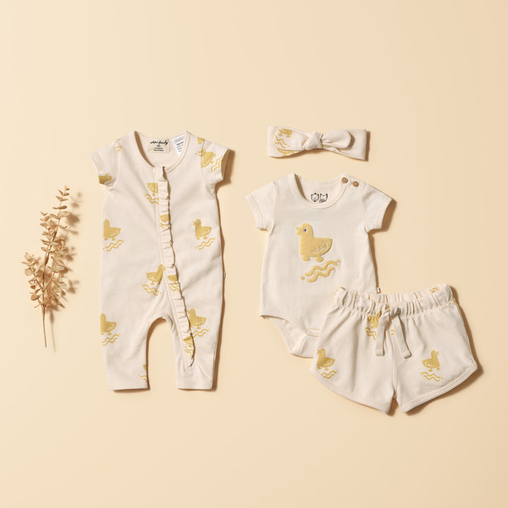 Wilson and Frenchy Quack Quack Organic Ruffle Zipsuit