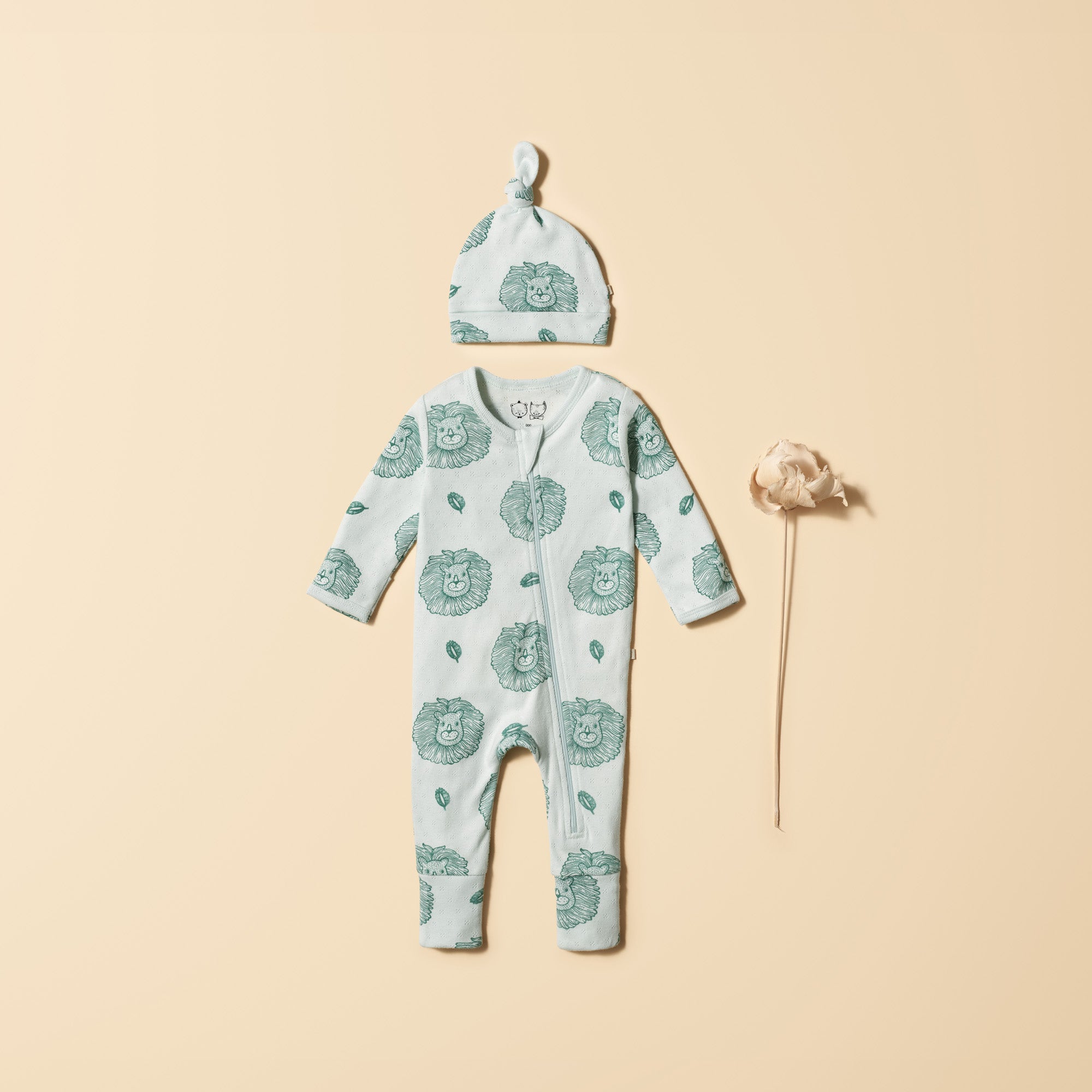 Little Lion Organic Pointelle Zipsuit with Feet