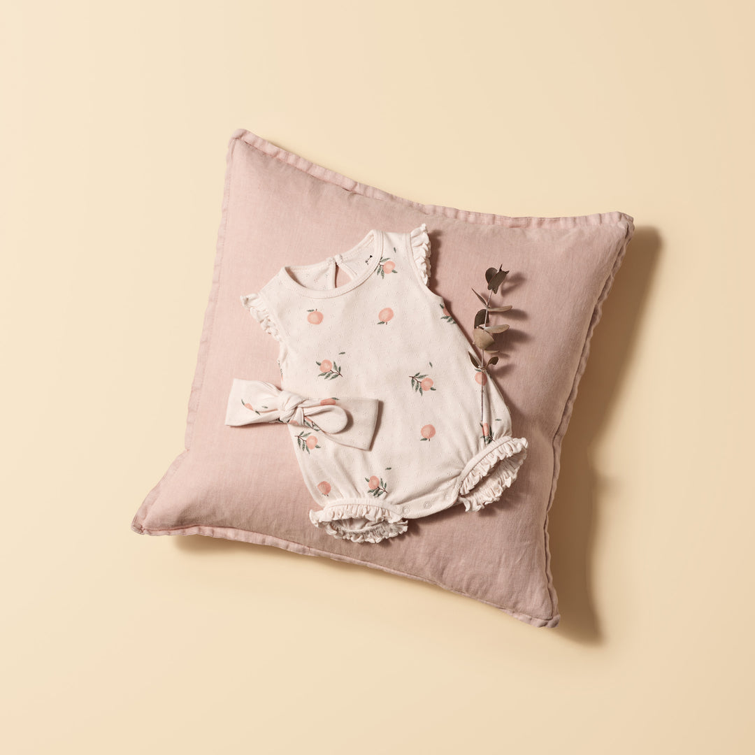 Wilson and Frenchy Peaches Organic Pointelle Ruffle Growsuit