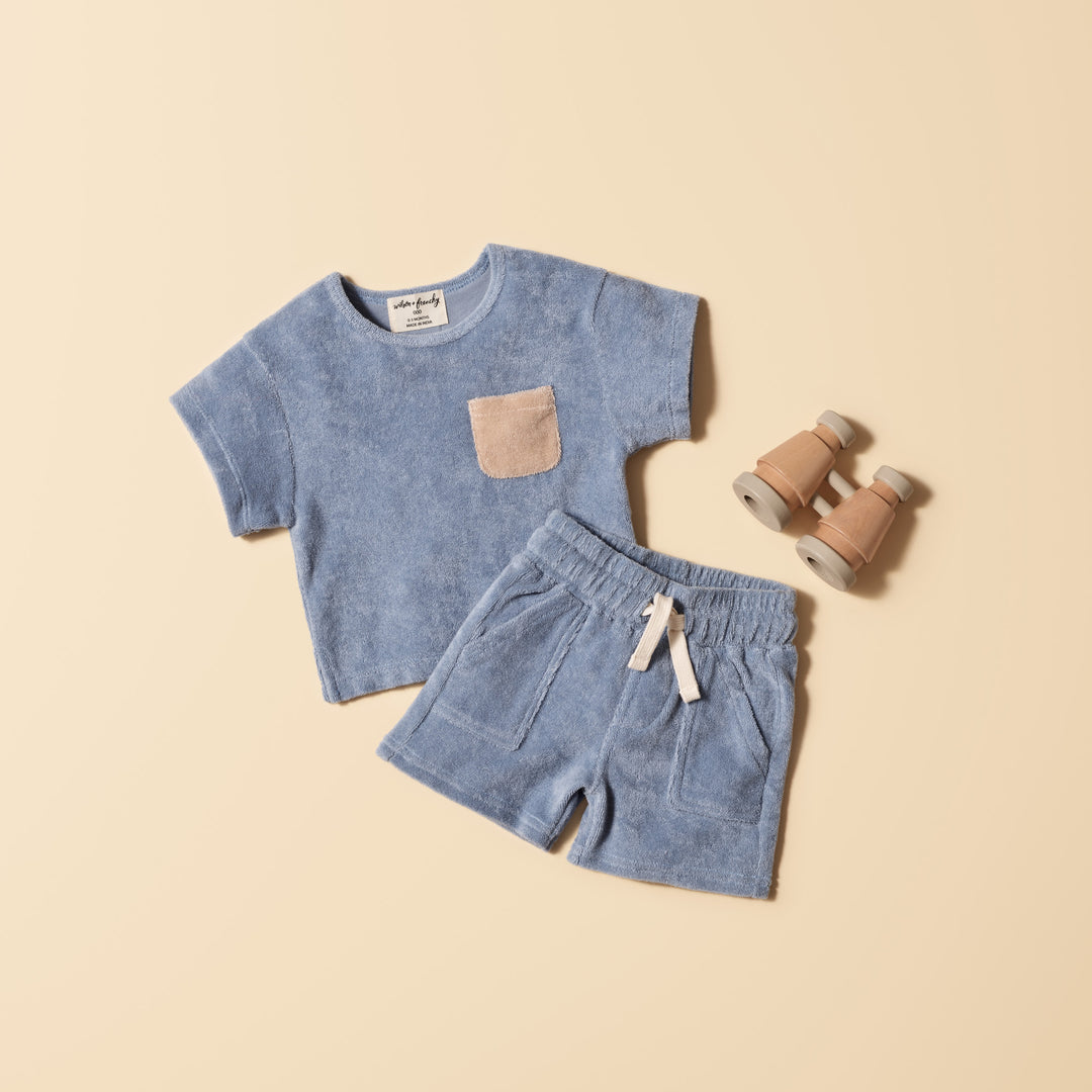Wilson and Frenchy Dusty Blue Organic Terry Tee