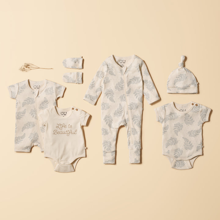 Wilson and Frenchy Forever Ferns organic pointelle boyleg zipsuit
