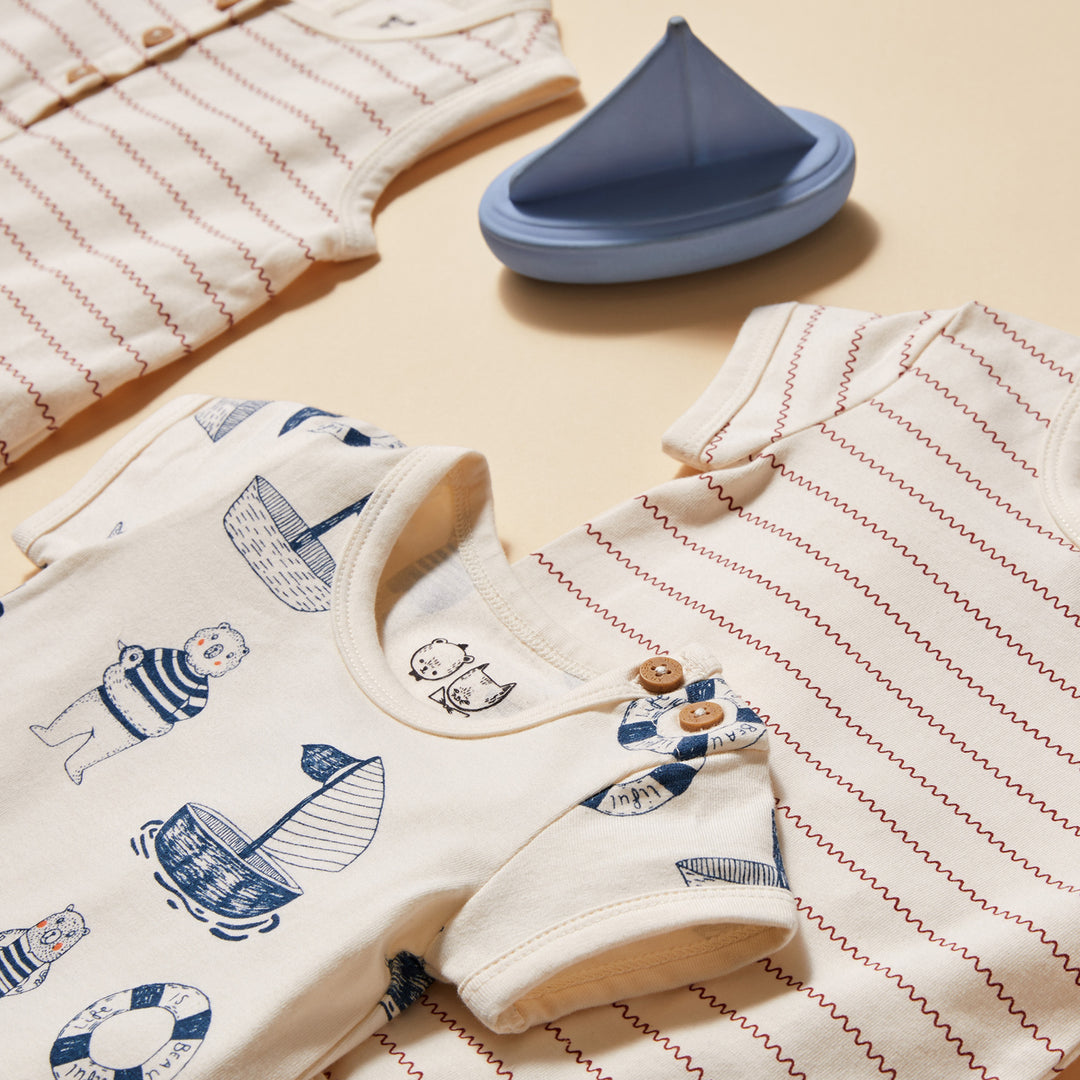 Wilson and Frenchy Squiggle Organic Henley Growsuit