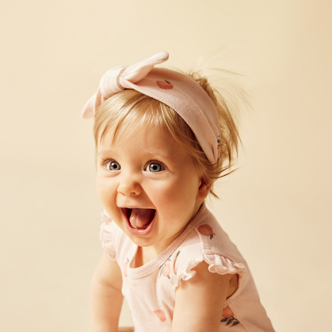 Wilson and Frenchy Peaches Organic Pointelle Ruffle Growsuit