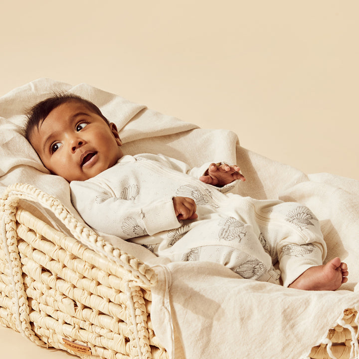 Wilson and Frenchy Little Fantail Organic Pointelle Zipsuit with Feet