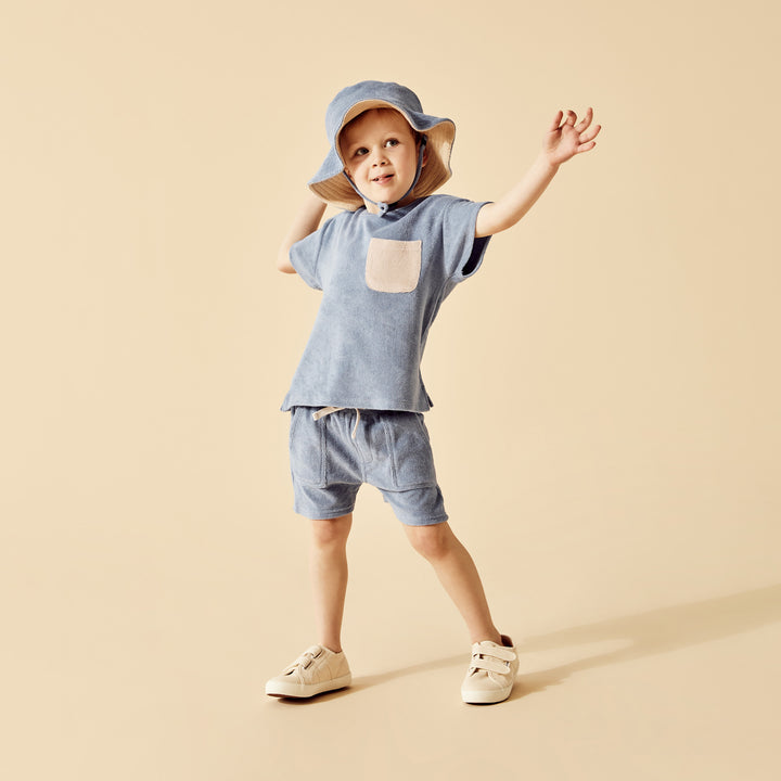 Wilson and Frenchy Dusty Blue Organic Terry Tee