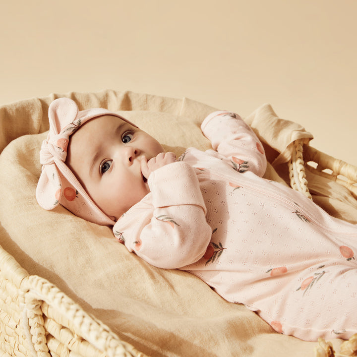 Wilson and Frenchy Peaches Organic Pointelle Zipsuit with Feet