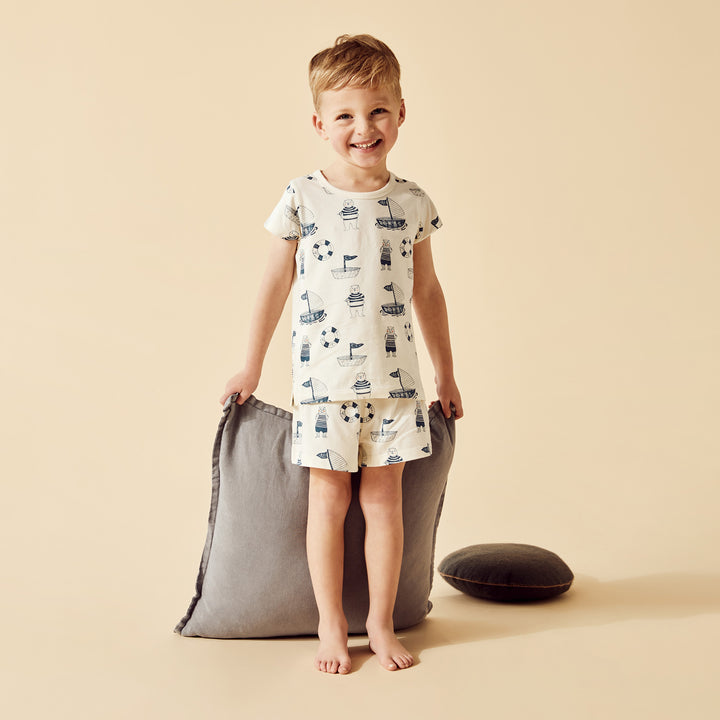 Wilson and Frenchy Nautical Bear Organic Short Sleeved Pyjamas