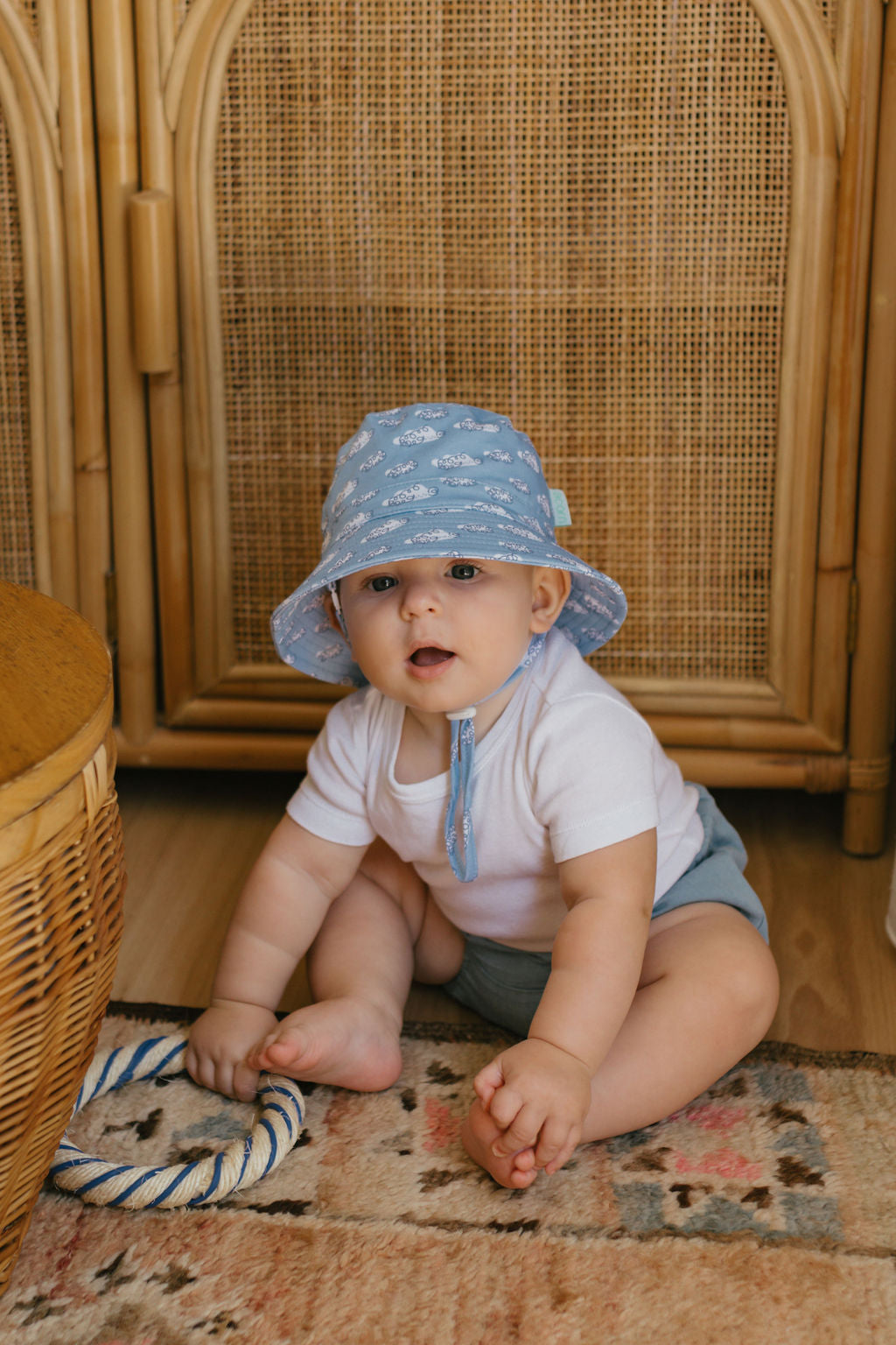 Acorn Clouds Stretch Cotton Wide Brim Sun Hat