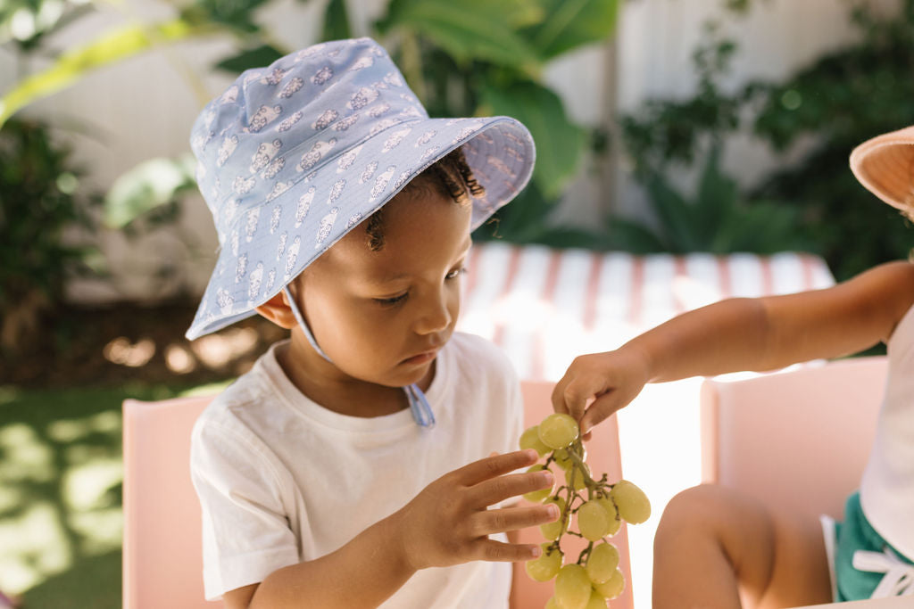 Acorn Clouds Stretch Cotton Wide Brim Sun Hat