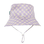 Lavender Checks Broad Brim Bucket Hat