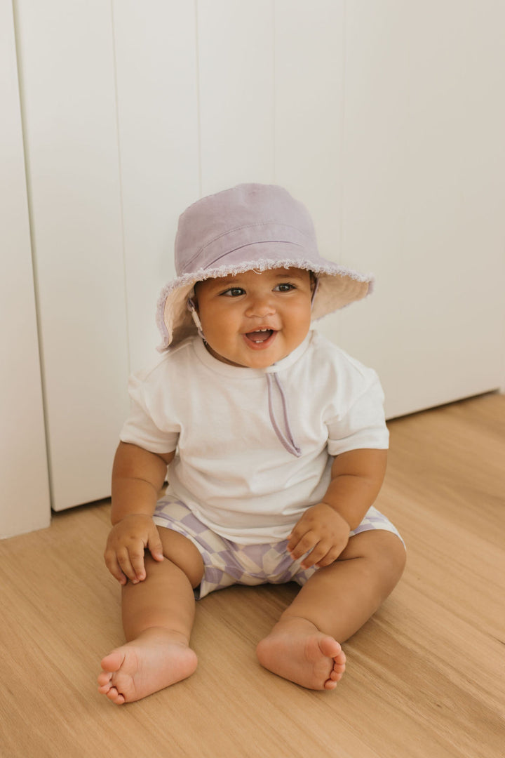 Acorn Lavender Frayed Bucket Hat