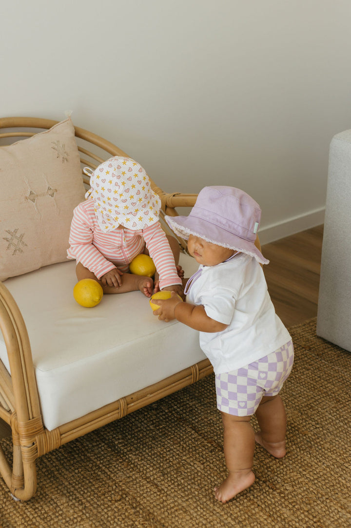 Acorn Lavender Frayed Bucket Hat