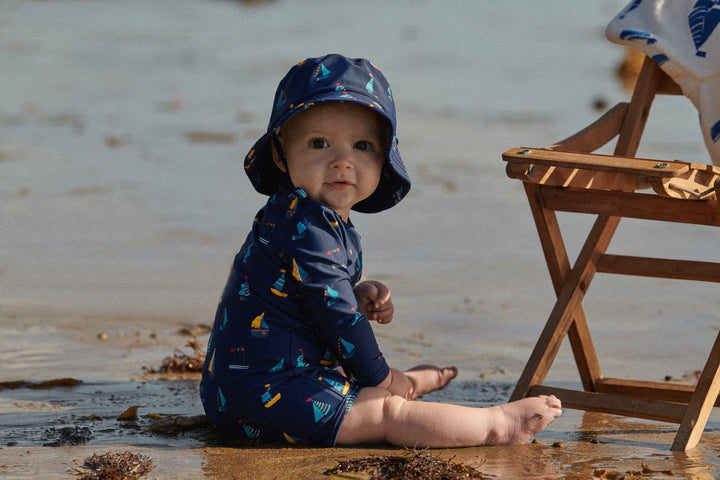 Nature Baby One Piece Bathing Trunks - Regatta Navy Print