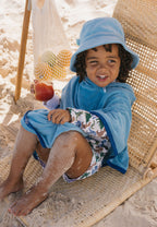 Mid Blue Terry Towling Hooded Towel