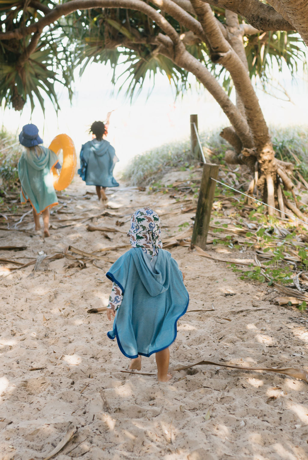 Acorn Mid Blue Terry Towling Hooded Towel