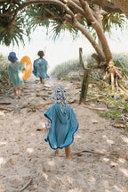 Mid Blue Terry Towling Hooded Towel