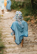 Mid Blue Terry Towling Hooded Towel