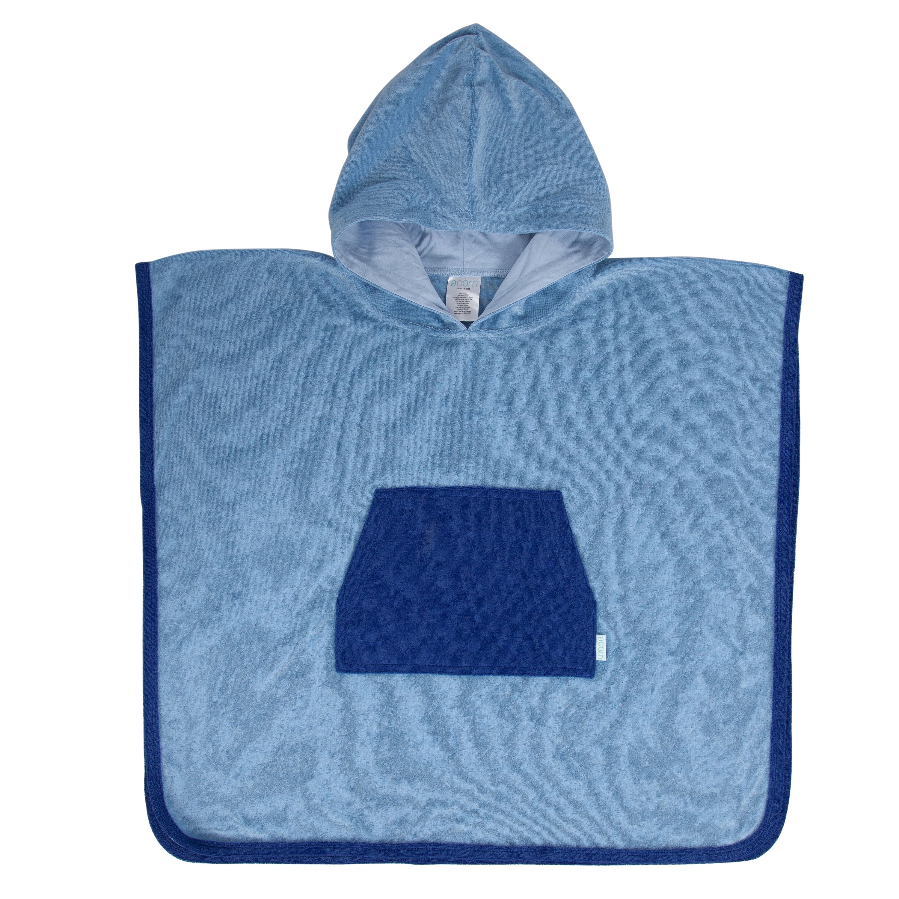 Acorn Mid Blue Terry Towling Hooded Towel