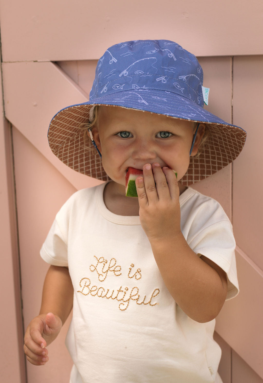 Acorn Gone Fishing Wide Brim Bucket Hat