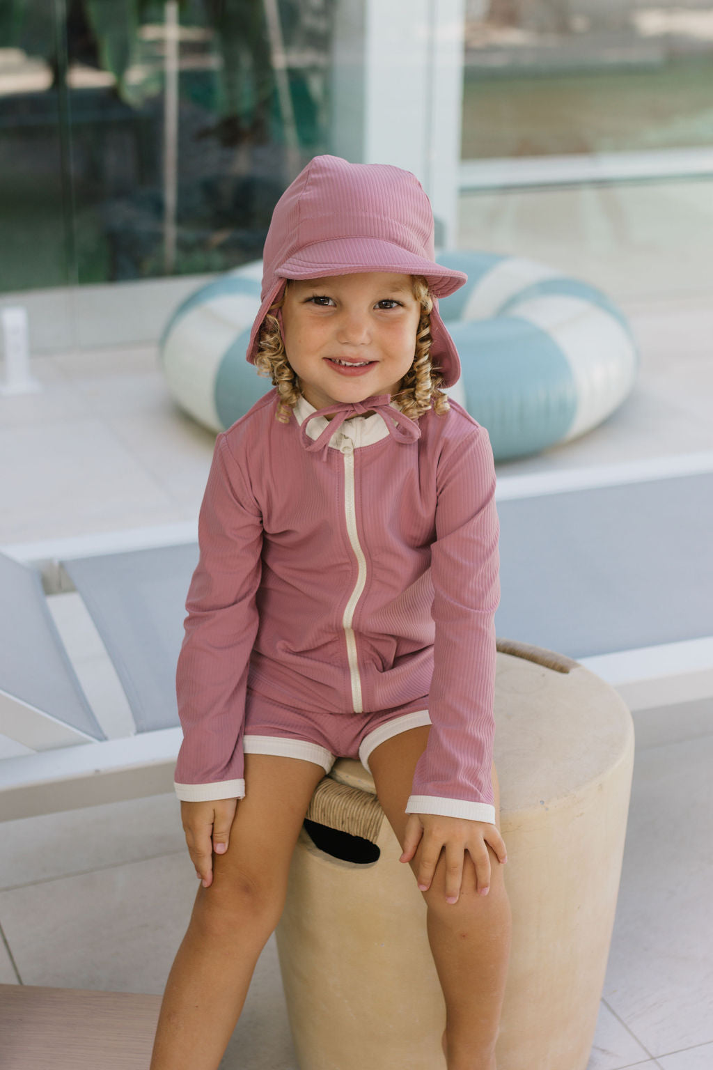 Acorn Wild Rose UPF 50+ Zip Rashie Top and Shorts
