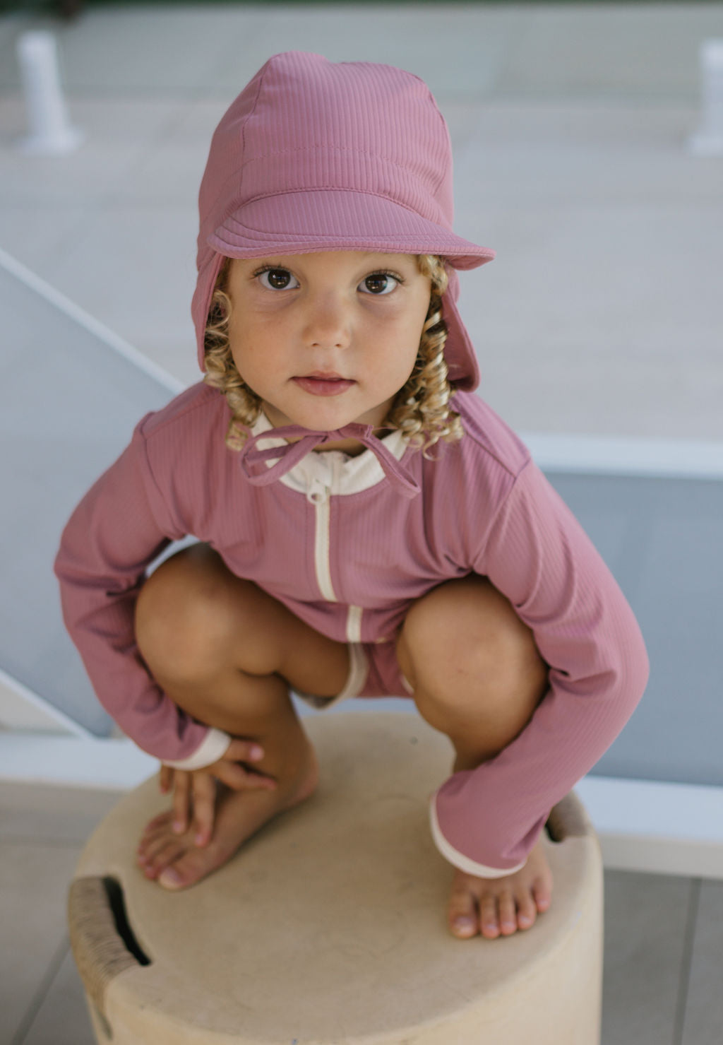 Acorn Wild Rose UPF 50+ Zip Rashie Top and Shorts