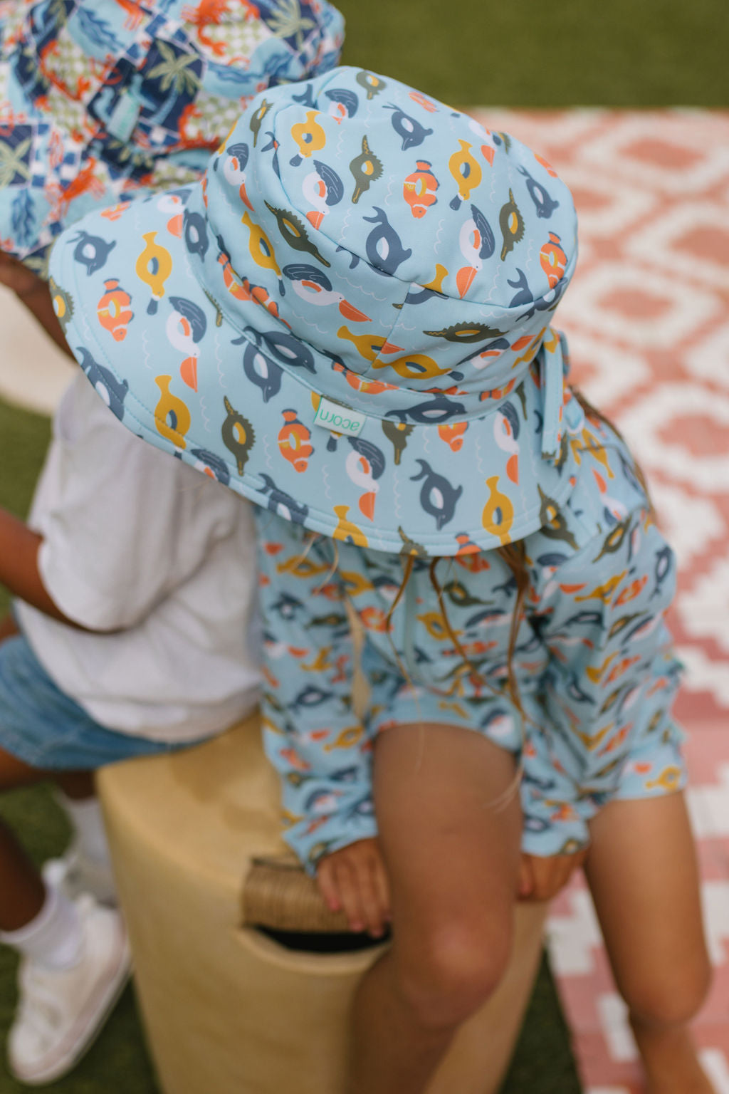 Acorn Pool Floats UPF 50+ Zip Rashie Top and Shorts
