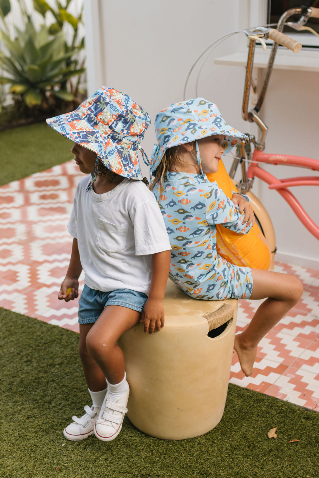 Acorn Pool Floats UPF 50+ Zip Rashie Top and Shorts