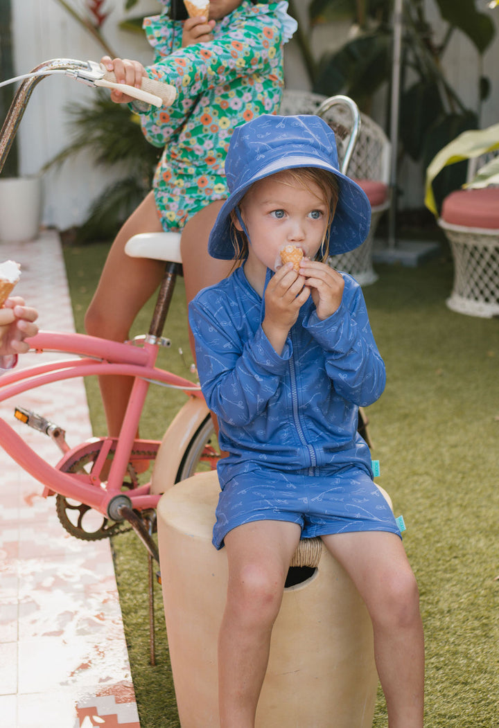 Acorn Gone Fishing UPF 50+ Zip Rashie Top and Shorts