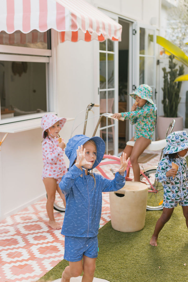 Acorn Gone Fishing UPF 50+ Zip Rashie Top and Shorts