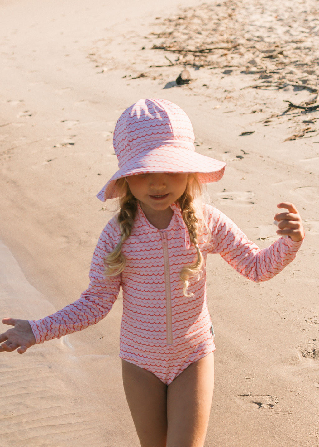 Pink Ripples Wide Brim Swim Hat