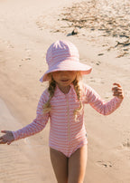 Pink Ripples Wide Brim Swim Hat