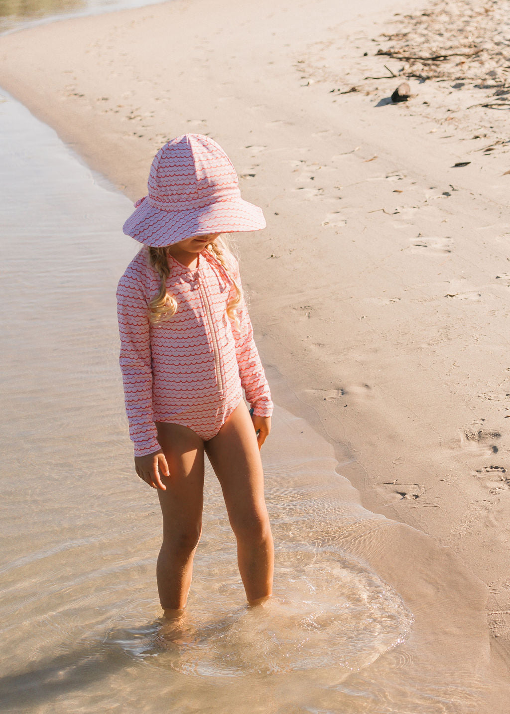 Pink Ripples Wide Brim Swim Hat