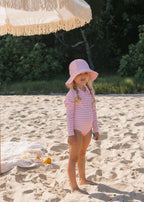 Pink Ripples Wide Brim Swim Hat