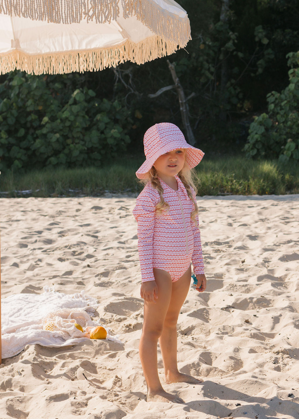 Pink Ripples Wide Brim Swim Hat
