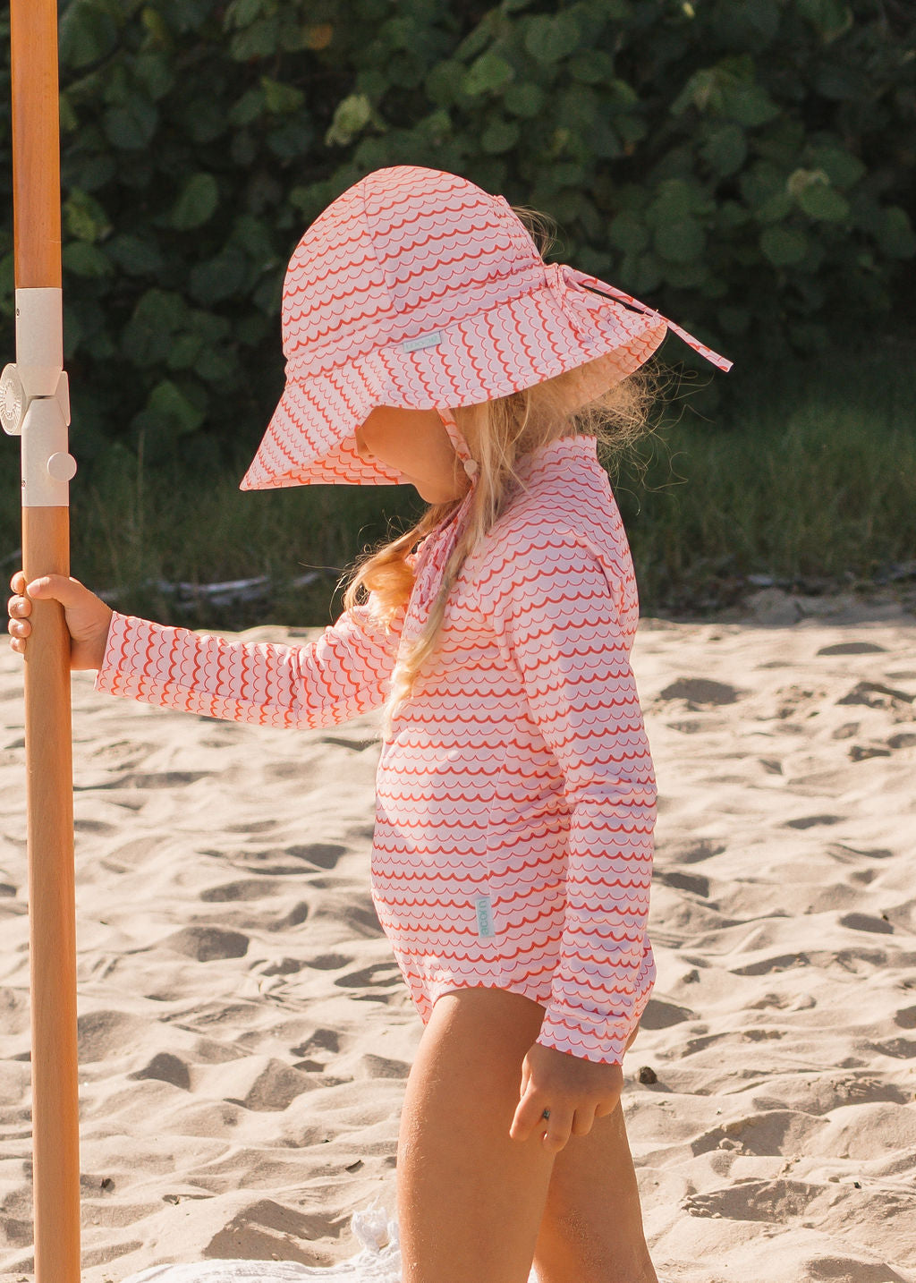 Pink Ripples Wide Brim Swim Hat