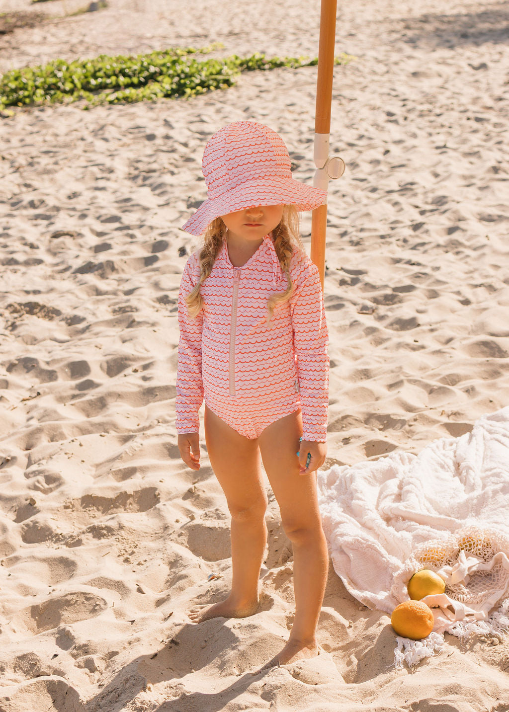 Pink Ripples Wide Brim Swim Hat