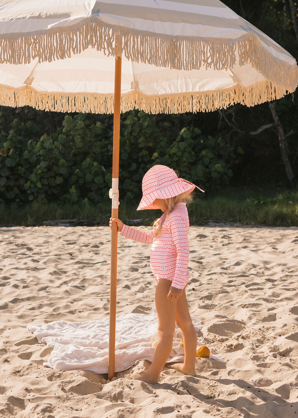 Pink Ripples Wide Brim Swim Hat