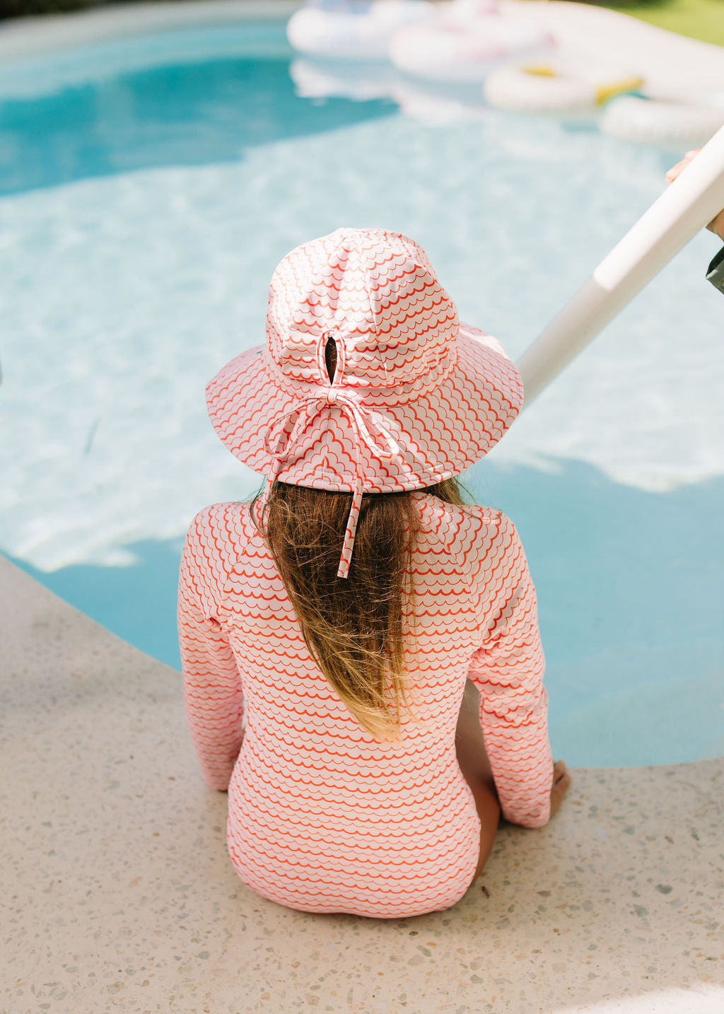 Pink Ripples Wide Brim Swim Hat