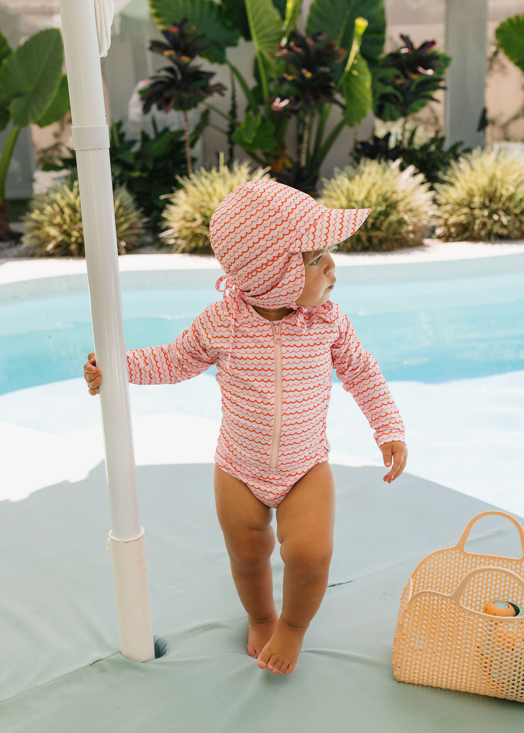 Pink Ripples Swim Flap Cap
