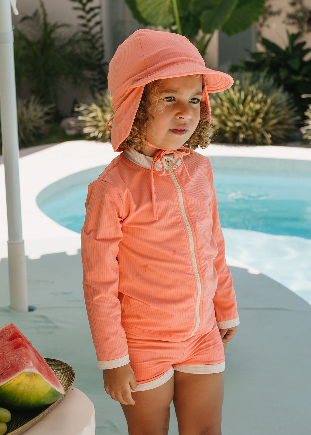 Neon Sunset Swim Flap Cap