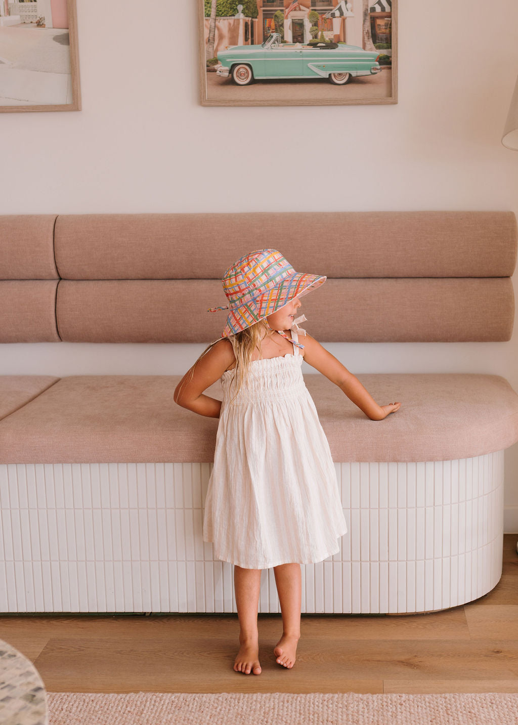 Pink Picnic Wide Brim Bucket Hat