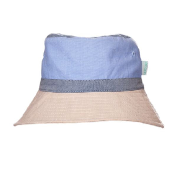 Blue Colour Block Wide Brim Bucket Hat