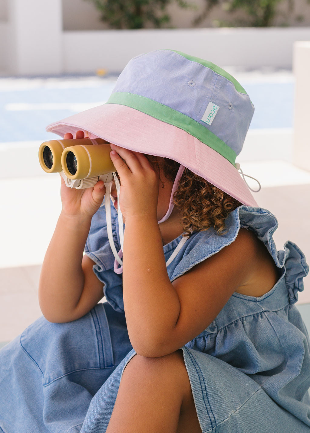 Pink Colour Block Wide Brim Bucket Hat